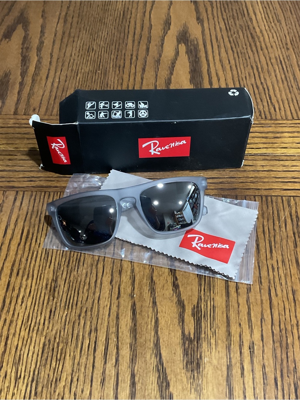 Women’s or Men's Gray Polarized Sunglasses with Black Lenses